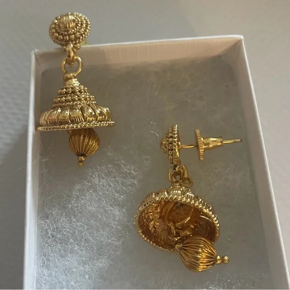 Gold Jhumkas - Picture 3 of 4